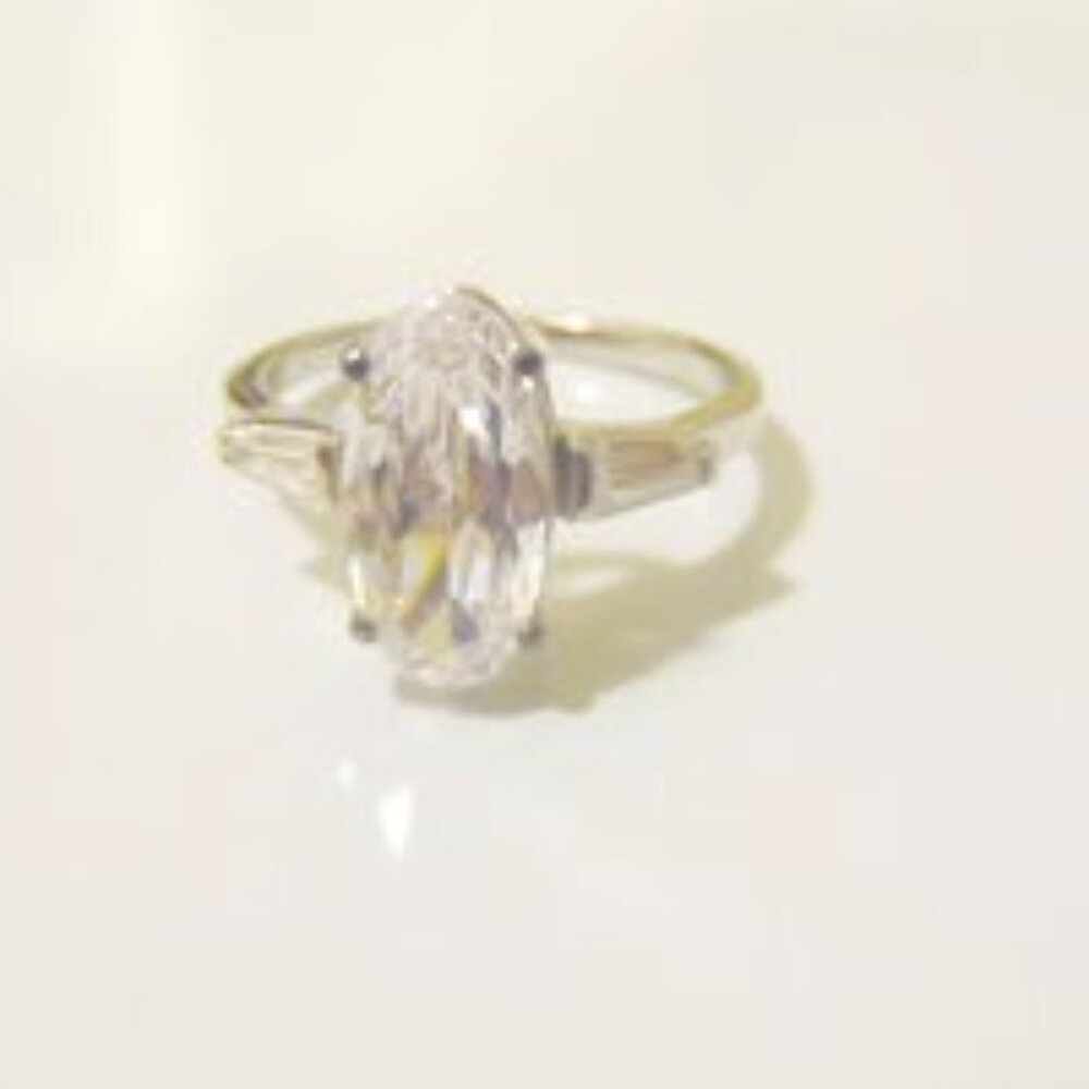 Radiance by Absolute Oval Baguette Accent Engagement Ring Size 8